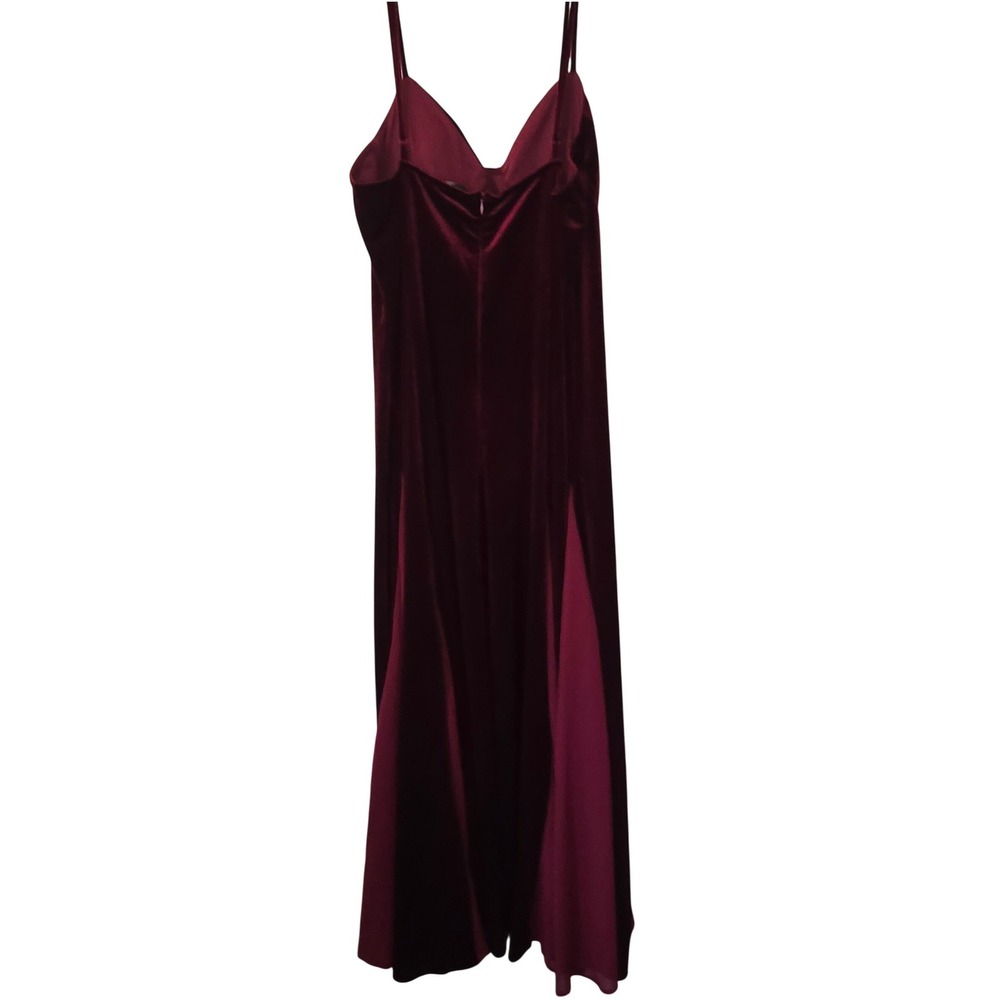 Lulus Burgundy Velvet Maxi Dress Sweetheart Chiffon Godet Inset Evening Gown XL - Picture 9 of 16